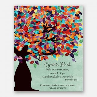 Proverbs 4:13 Personalized Watercolor Tree Gift