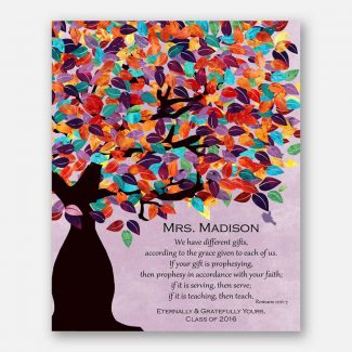 Romans 12:6-7 Personalized Watercolor Tree Gift