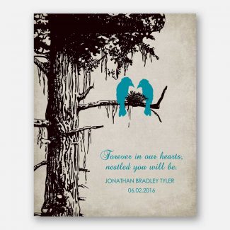 Death of A Child In Loving Memory Loss of Baby Stillborn Nestled in Our Hearts, Turquoise, Beige, Sympathy Gift #1357