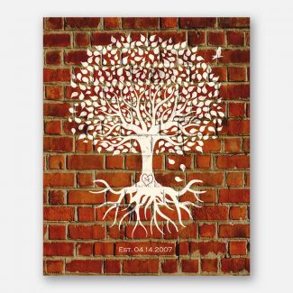 Eight Year Anniversary Personalized Minimalist Family Tree Roots Faux Brick Gift For Couple #1382