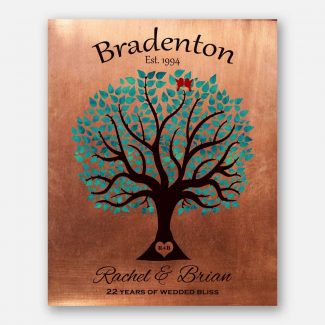22nd Anniversary Personalized Traditional Wedding Tree
