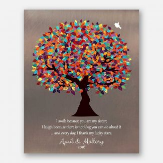 Gift For Sister I Smile Because You’re My Sister Gift Color Spring Tree Faux Bronze Background 1395