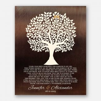 Mother of Bride Gift For Parents From Groom Faux Dark Bronze Tree of Life Year Searching Poem #1409