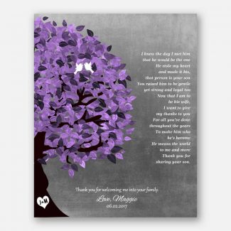 Mother of Groom Gift Personalized Thank You Gift from Bride Gift for Parents on Wedding Poem Day #1487