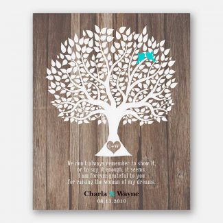 Mother of Bride Wedding Thank You Parents Gift From Groom Faux Wood Rustic Wedding Tree Tin #1732