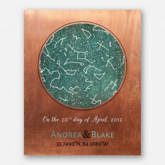 7 Year Anniversary, Copper Gift, Custom Star Map, Constellation , Stars Aligned, Night Sky Print, Wedding Gift, Astrology Gift, Star Chart #1737