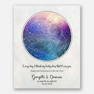 2 Year Anniversary, Custom Star Map, Cotton Anniversary, Constellation , Lucky Stars, Night Sky Print, Astrology Gift, Star Chart #1751