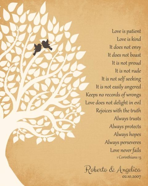 Wedding Anniversary 1 Corinthians 13 First Second Tenth Family Tree – Personalized For Reuben