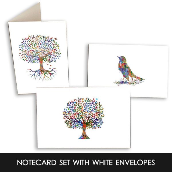 Watercolor trees notecards stationery set