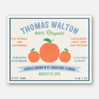 Oranges Delightful Morning Custom Fruit Crate Label Style Organic Nursery Layette  #ABP-1010