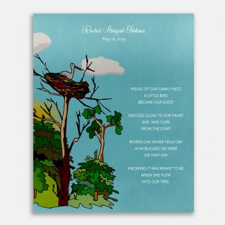 Adopted Baby, Child Adoption Gift, Tree, Bird, Nest, Personalized Adoption Gift, Gift For Parents, Adoptive Parents, Adoption Poetry 1825