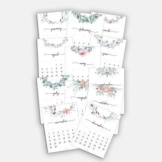 2022 Printable Calendar Pages – Wreath