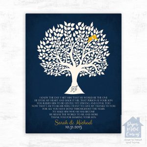 Tree Silhouette on Linen Wedding Wall Plaque Gift for Mother Of The Groom LTC-1115