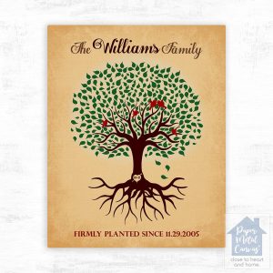Green Tree with Roots Wedding Wall Plaque Gift for Couple LTC-1128