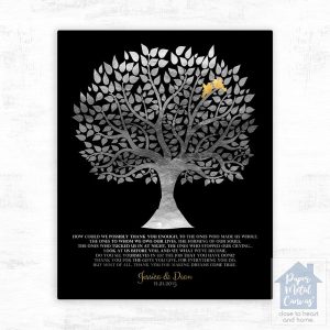 Silver Tree Silhouette Wedding Wall Plaque Gift for Parents LTC-1136