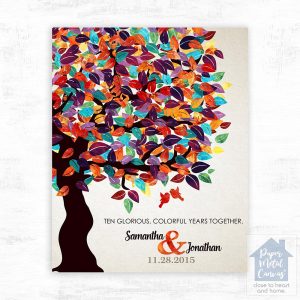 Half Spring Tree 10th Anniversary Wall Plaque Gift for Couple LTC-1163