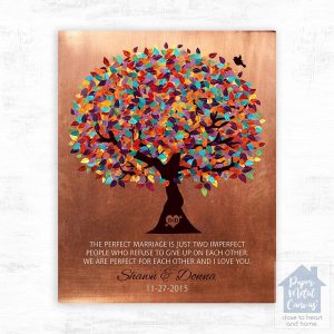 Copper Spring Tree 7th Anniversary Wall Plaque Gift for Couple LTC-1171