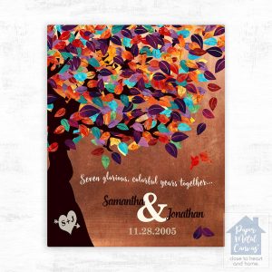 Copper Colorful Spring Tree 7th Anniversary Wall Plaque Gift for Couple LTC-1178