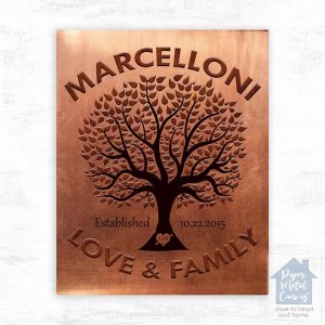 Copper Family Tree Established Wedding Wall Plaque Gift for Couple LTC-1187