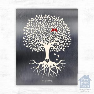 Tin White Tree with Roots 10th Anniversary Wall Plaque Gift for Couple LTC-1210
