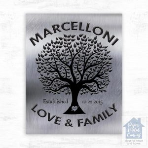 Tin Black Tree Family Name 10th Anniversary Wall Plaque Gift for Couple LTC-1213