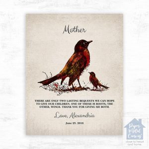 Dark Watercolor Birds Mother's Day Wall Plaque Gift for Mom LTC-1218