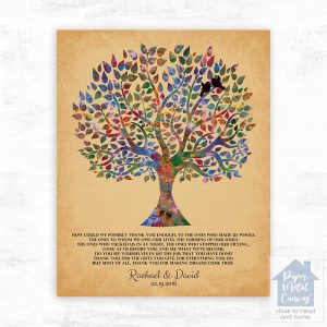 Watercolor Tree Wedding Wall Plaque Gift for Parents LTC-1258