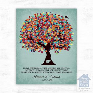 Colorful Spring Tree 7th Anniversary Wall Plaque Gift for Couple LTC-1262