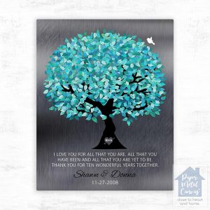 Tin Canopy Tree 10th Anniversary Wall Plaque Gift for Couple LTC-1265