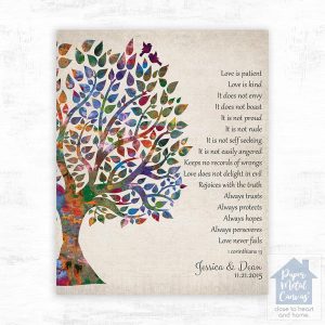 Half Watercolor Tree 10th Anniversary Wall Plaque Gift for Couple LTC-1274