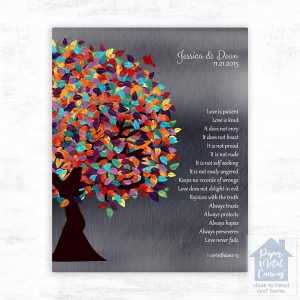 Tin Half Spring Tree 10th Anniversary Wall Plaque Gift for Couple LTC-1289