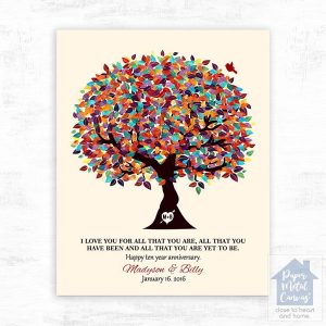 Colorful Spring Tree 10th Anniversary Wall Plaque Gift for Couple LTC-1293