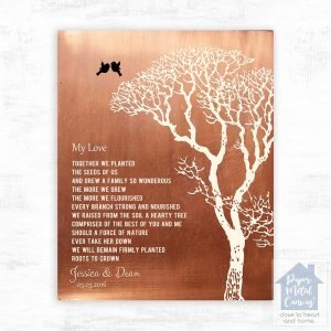 Copper Bare Tree 7th Anniversary Wall Plaque Gift for Couple LTC-1299