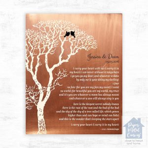 Copper Bare Tree 7th Anniversary Wall Plaque Gift for Couple LTC-1300