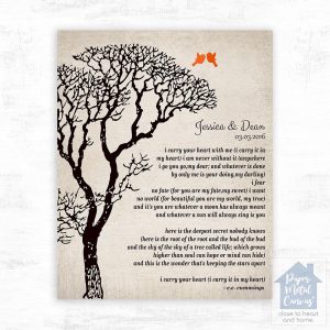 Dark Bare Tree 10th Anniversary Wall Plaque Gift for Couple LTC-1301