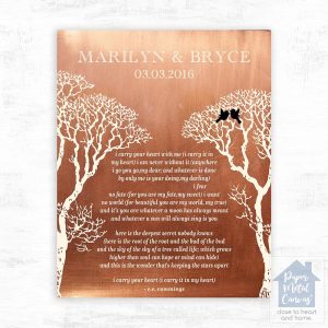 Copper Bare Tree 7th Anniversary Wall Plaque Gift for Couple LTC-1302