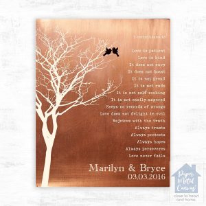 Copper White Branchy Tree 7th Anniversary Wall Plaque Gift for Couple LTC-1305