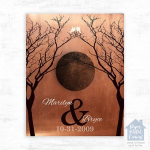 Copper Two Dark Trees 7th Anniversary Wall Plaque Gift for Couple LTC-1307