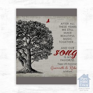 Oak Tree and Sheet Music 10th Anniversary Wall Plaque Gift for Couple LTC-1330