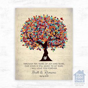 Spring Tree and Sheet Music 10th Anniversary Wall Plaque Gift for Couple LTC-1335