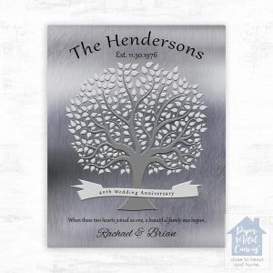 Tin Tree Silhouette 40th Anniversary Wall Plaque Gift for Couple LTC-1347