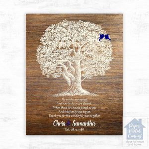 Wood Oak Tree 5th Anniversary Wall Plaque Gift for Couple LTC-1369