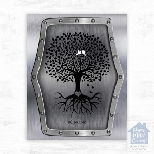 Steel Tree with Roots 11th Anniversary Wall Plaque Gift for Couple LTC-1375
