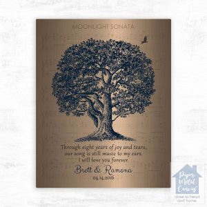 Bronze Oak Tree 8th Anniversary Wall Plaque Gift for Couple LTC-1379
