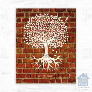 Brick Tree with Roots 8th Anniversary Wall Plaque Gift for Couple LTC-1382