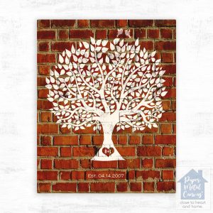 Brick Tree Silhouette 8th Anniversary Wall Plaque Gift for Couple LTC-1383