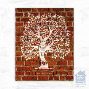 Brick Artful Tree 8th Anniversary Wall Plaque Gift for Couple LTC-1384