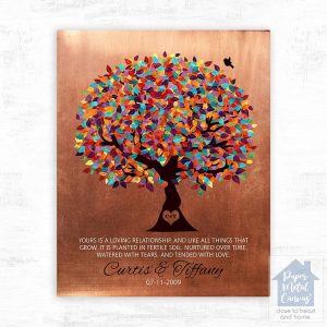 Copper Colorful Spring Tree 7th Anniversary Wall Plaque Gift for Couple LTC-1401