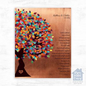 Copper Half Spring Tree 7th Anniversary Wall Plaque Gift for Couple LTC-1403