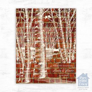 Brick Birch Tree Forest 8th Anniversary Wall Plaque Gift for Couple LTC-1404